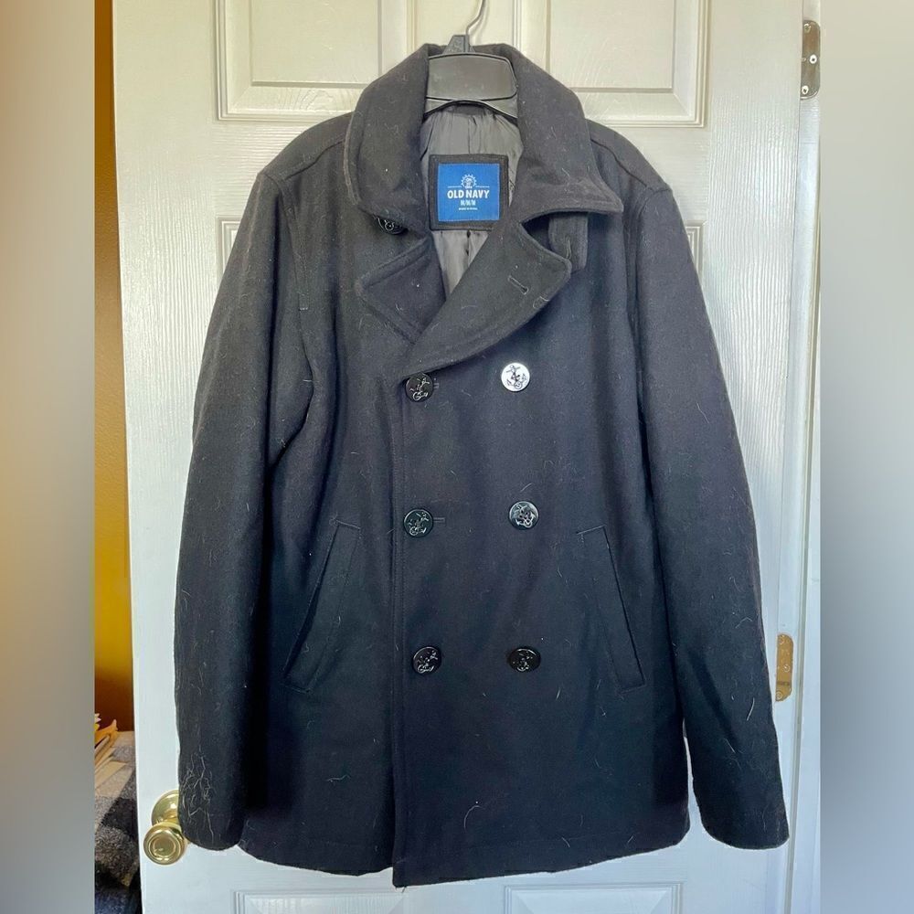BLACK PEACOAT BY OLD NAVY MEDIUM EXCELLENT CONDITION - Picture 3 of 9